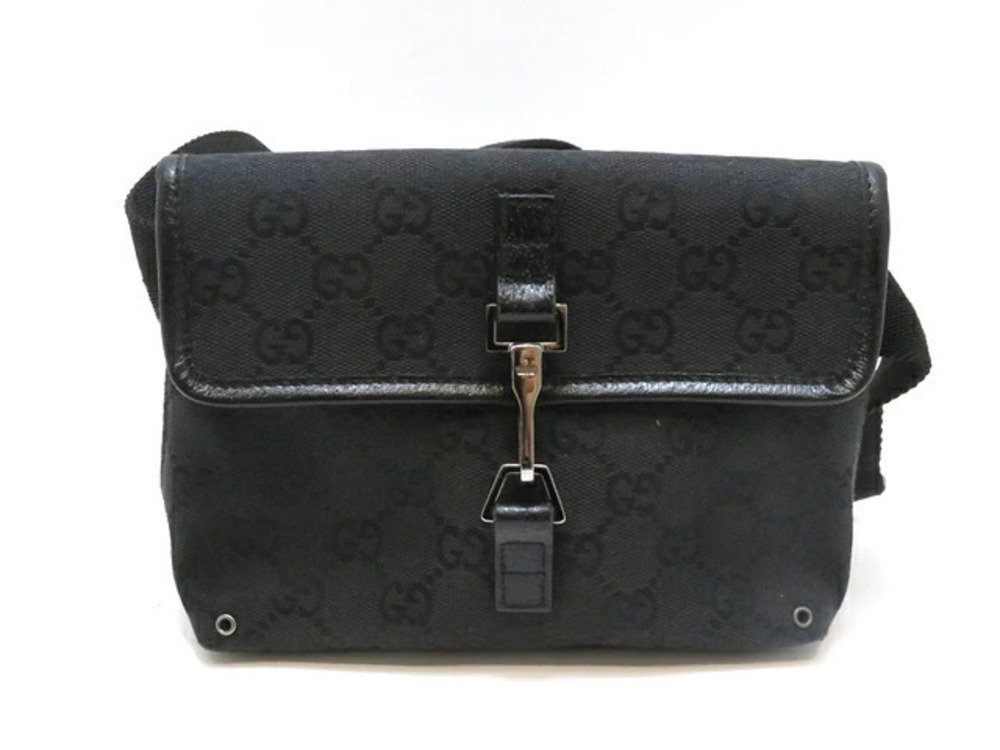 Gucci GG Waist Bag Canvas Leather Black